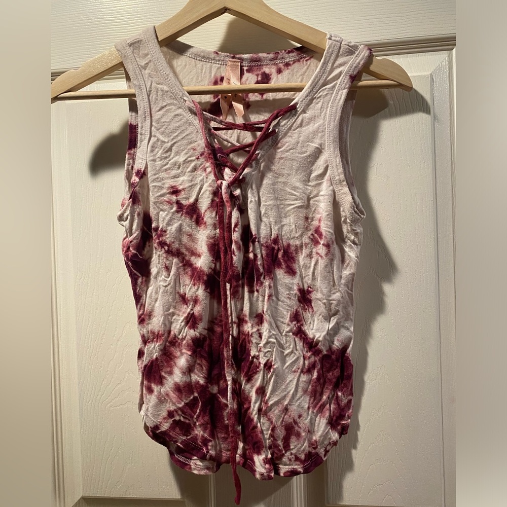 Red and white tie dye tank top